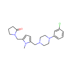 Cn1c(CN2CCN(c3cccc(Cl)c3)CC2)ccc1CN1CCCC1=O ZINC000013449365