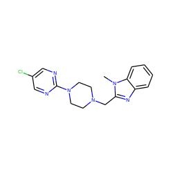 Cn1c(CN2CCN(c3ncc(Cl)cn3)CC2)nc2ccccc21 ZINC000045352562