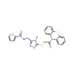 Cn1c(CNC(=O)c2ccco2)nnc1SCC(=O)N1c2ccccc2Sc2ccccc21 ZINC000001078106