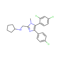 Cn1c(CNC2CCCC2)nc(-c2ccc(Cl)cc2)c1-c1ccc(Cl)cc1Cl ZINC000042989894