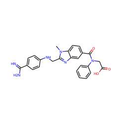 Cn1c(CNc2ccc(C(=N)N)cc2)nc2cc(C(=O)N(CC(=O)O)c3ccccc3)ccc21 ZINC000013473169