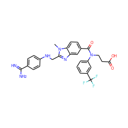 Cn1c(CNc2ccc(C(=N)N)cc2)nc2cc(C(=O)N(CCC(=O)O)c3cccc(C(F)(F)F)c3)ccc21 ZINC000653812649