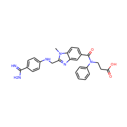 Cn1c(CNc2ccc(C(=N)N)cc2)nc2cc(C(=O)N(CCC(=O)O)c3ccccc3)ccc21 ZINC000013473170