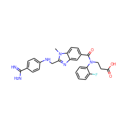 Cn1c(CNc2ccc(C(=N)N)cc2)nc2cc(C(=O)N(CCC(=O)O)c3ccccc3F)ccc21 ZINC000142106249