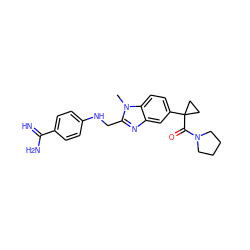 Cn1c(CNc2ccc(C(=N)N)cc2)nc2cc(C3(C(=O)N4CCCC4)CC3)ccc21 ZINC000001487774