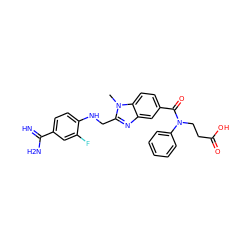 Cn1c(CNc2ccc(C(=N)N)cc2F)nc2cc(C(=O)N(CCC(=O)O)c3ccccc3)ccc21 ZINC000299861740