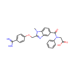 Cn1c(COc2ccc(C(=N)N)cc2)nc2cc(C(=O)N(CC(=O)O)c3ccccc3)ccc21 ZINC000013473168