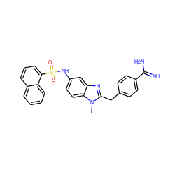 Cn1c(Cc2ccc(C(=N)N)cc2)nc2cc(NS(=O)(=O)c3cccc4ccccc34)ccc21 ZINC000013473163