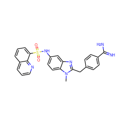 Cn1c(Cc2ccc(C(=N)N)cc2)nc2cc(NS(=O)(=O)c3cccc4cccnc34)ccc21 ZINC000013473166