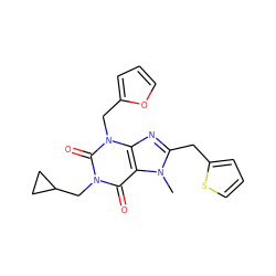 Cn1c(Cc2cccs2)nc2c1c(=O)n(CC1CC1)c(=O)n2Cc1ccco1 ZINC000045348503