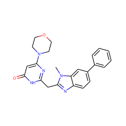 Cn1c(Cc2nc(N3CCOCC3)cc(=O)[nH]2)nc2ccc(-c3ccccc3)cc21 ZINC000084670730