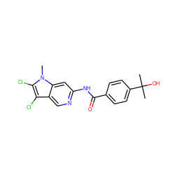 Cn1c(Cl)c(Cl)c2cnc(NC(=O)c3ccc(C(C)(C)O)cc3)cc21 ZINC000145243000