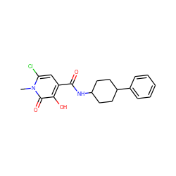 Cn1c(Cl)cc(C(=O)NC2CCC(c3ccccc3)CC2)c(O)c1=O ZINC000142379644