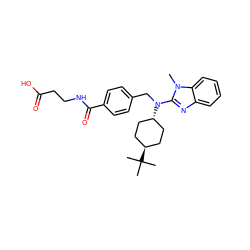 Cn1c(N(Cc2ccc(C(=O)NCCC(=O)O)cc2)[C@H]2CC[C@H](C(C)(C)C)CC2)nc2ccccc21 ZINC000253761050