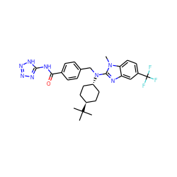 Cn1c(N(Cc2ccc(C(=O)Nc3nnn[nH]3)cc2)[C@H]2CC[C@H](C(C)(C)C)CC2)nc2cc(C(F)(F)F)ccc21 ZINC000253723840