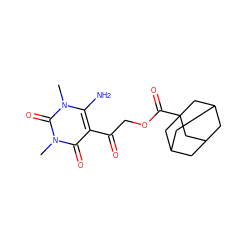 Cn1c(N)c(C(=O)COC(=O)C23CC4CC(CC(C4)C2)C3)c(=O)n(C)c1=O ZINC000005944169