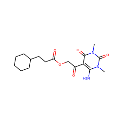 Cn1c(N)c(C(=O)COC(=O)CCC2CCCCC2)c(=O)n(C)c1=O ZINC000003359217