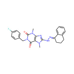 Cn1c(N/N=C2\CCCc3ccccc32)nc2c1c(=O)n(Cc1ccc(F)cc1)c(=O)n2C ZINC000016955908