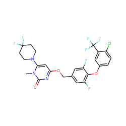 Cn1c(N2CCC(F)(F)CC2)cc(OCc2cc(F)c(Oc3ccc(Cl)c(C(F)(F)F)c3)c(F)c2)nc1=O ZINC000653722476