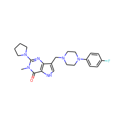 Cn1c(N2CCCC2)nc2c(CN3CCN(c4ccc(F)cc4)CC3)c[nH]c2c1=O ZINC000043122233