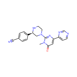 Cn1c(N2CCN[C@H](c3ccc(C#N)cc3)C2)nc(-c2ccncn2)cc1=O ZINC000116829796