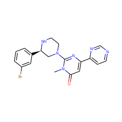 Cn1c(N2CCN[C@H](c3cccc(Br)c3)C2)nc(-c2ccncn2)cc1=O ZINC000116774528