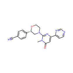 Cn1c(N2CCO[C@@H](c3ccc(C#N)cc3)C2)nc(-c2ccncn2)cc1=O ZINC000034283003