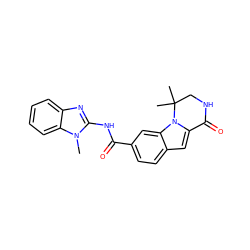 Cn1c(NC(=O)c2ccc3cc4n(c3c2)C(C)(C)CNC4=O)nc2ccccc21 ZINC000117691024