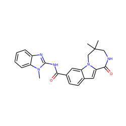 Cn1c(NC(=O)c2ccc3cc4n(c3c2)CC(C)(C)CNC4=O)nc2ccccc21 ZINC000147841894