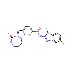 Cn1c(NC(=O)c2ccc3cc4n(c3c2)CCCNC4=O)nc2cc(Cl)ccc21 ZINC000147840358