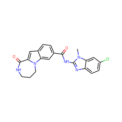 Cn1c(NC(=O)c2ccc3cc4n(c3c2)CCCNC4=O)nc2ccc(Cl)cc21 ZINC000147840556