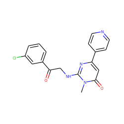 Cn1c(NCC(=O)c2cccc(Cl)c2)nc(-c2ccncc2)cc1=O ZINC000038477287