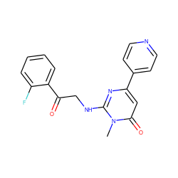 Cn1c(NCC(=O)c2ccccc2F)nc(-c2ccncc2)cc1=O ZINC000103245705