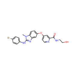 Cn1c(Nc2ccc(Br)cc2)nc2cc(Oc3ccnc(C(=O)NCCO)c3)ccc21 ZINC000045484949