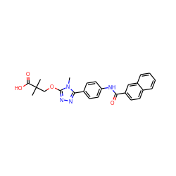 Cn1c(OCC(C)(C)C(=O)O)nnc1-c1ccc(NC(=O)c2ccc3ccccc3c2)cc1 ZINC000073224118