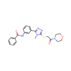 Cn1c(SCC(=O)N2CCOCC2)nnc1-c1cccc(NC(=O)c2ccccc2)c1 ZINC000000624515