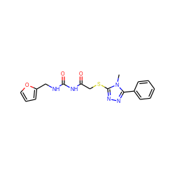 Cn1c(SCC(=O)NC(=O)NCc2ccco2)nnc1-c1ccccc1 ZINC000003506142