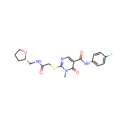 Cn1c(SCC(=O)NC[C@@H]2CCCO2)ncc(C(=O)Nc2ccc(F)cc2)c1=O ZINC000004376168