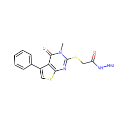 Cn1c(SCC(=O)NN)nc2scc(-c3ccccc3)c2c1=O ZINC000028333007