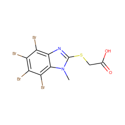 Cn1c(SCC(=O)O)nc2c(Br)c(Br)c(Br)c(Br)c21 ZINC000082152659