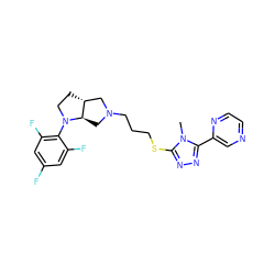 Cn1c(SCCCN2C[C@@H]3[C@H](CCN3c3c(F)cc(F)cc3F)C2)nnc1-c1cnccn1 ZINC000653740420