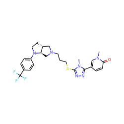 Cn1c(SCCCN2C[C@@H]3[C@H](CCN3c3ccc(C(F)(F)F)cc3)C2)nnc1-c1ccc(=O)n(C)c1 ZINC000653725047