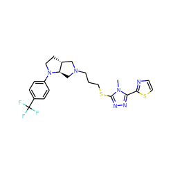 Cn1c(SCCCN2C[C@@H]3[C@H](CCN3c3ccc(C(F)(F)F)cc3)C2)nnc1-c1nccs1 ZINC000653730813