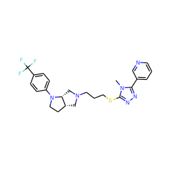 Cn1c(SCCCN2C[C@@H]3CCN(c4ccc(C(F)(F)F)cc4)[C@@H]3C2)nnc1-c1cccnc1 ZINC000653724977