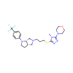 Cn1c(SCCCN2C[C@@H]3CCN(c4ccc(C(F)(F)F)cc4)[C@@H]3C2)nnc1N1CCOCC1 ZINC000653719490