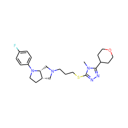 Cn1c(SCCCN2C[C@@H]3CCN(c4ccc(F)cc4)[C@@H]3C2)nnc1C1CCOCC1 ZINC000653740406