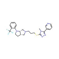 Cn1c(SCCCN2C[C@@H]3CCN(c4ccccc4C(F)(F)F)[C@@H]3C2)nnc1-c1cccnc1 ZINC000653730566