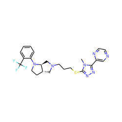 Cn1c(SCCCN2C[C@@H]3CCN(c4ccccc4C(F)(F)F)[C@H]3C2)nnc1-c1cnccn1 ZINC000653728062