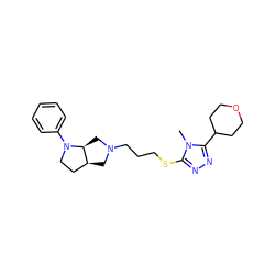 Cn1c(SCCCN2C[C@H]3CCN(c4ccccc4)[C@H]3C2)nnc1C1CCOCC1 ZINC000653719482