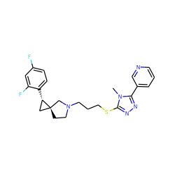 Cn1c(SCCCN2CC[C@]3(C[C@@H]3c3ccc(F)cc3F)C2)nnc1-c1cccnc1 ZINC001772571257